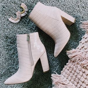 Light Pink Crocodile Ankle Boots